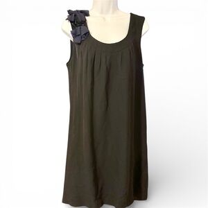 Banana Republic Black Petite Silk Mini Dress with Shoulder Bow
